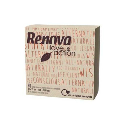 Guardanapos 33x33cm 2fls Renova LoveeAction 90un - 3 unidades
