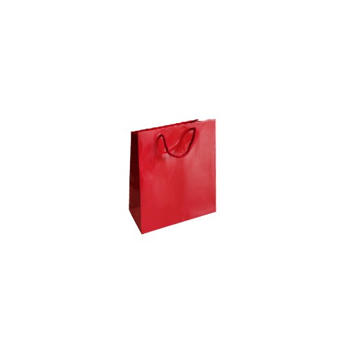 Saco Papel Couché Vermelho 200g 18x08x25cm com Asas Cordão - 10 unidades