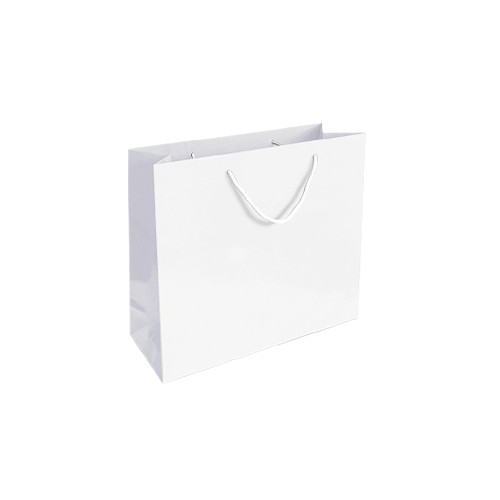 Saco Papel Couché Branco 200g 35x12x36cm com Asas Cordão - 10 unidades