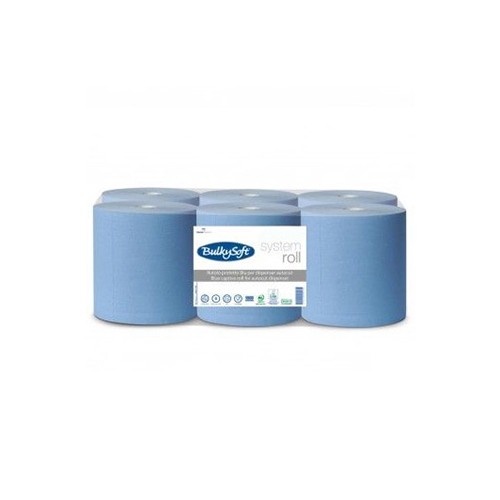 Rolo Toalhas Mão Azul 150mx20cm 2Fls Bulkysoft 6 unidades