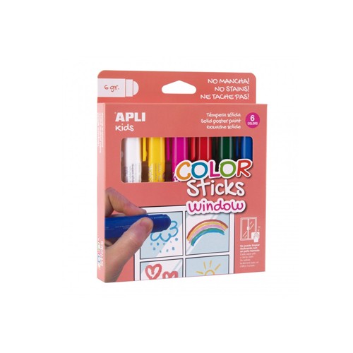 Color Sticks Window 6 Cores Apli Kids