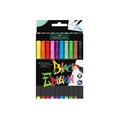 Marcador Feltro Faber Castell Black Edition Ponta Pincel 10x