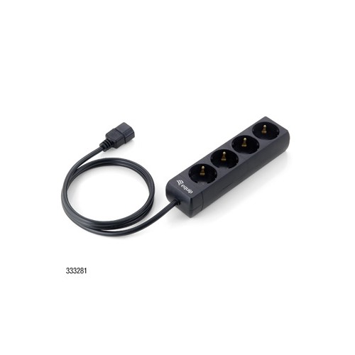 Tomada de corrente C14 IEC320 para 4 sockets – preto