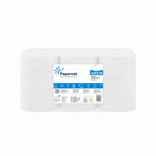 Rolo Toalhas Mão AutoCorte 145mx20cm 18,5g 2Fls PAPERNET 6 unidades