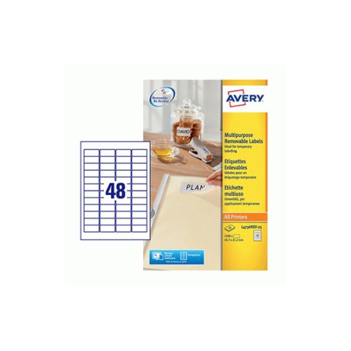 Etiquetas Removíveis 045,7x021,2mm Avery 25 Folhas 1200un