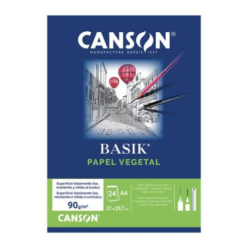 Papel Vegetal A4 90g Canson Bloco 24Folhas