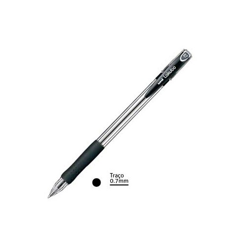 Esferografica Uni Lakubo SG100 Ruber Grip 0,7mm Preto - Cx 12u