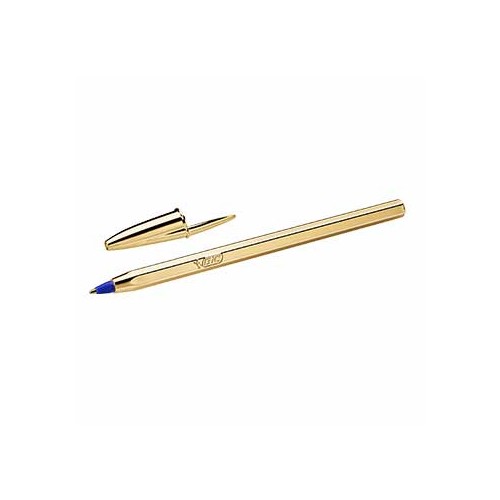 Esferografica Ball Point BICMedium dourada cor Azul - cx20