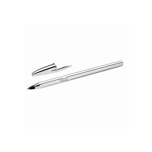 Esferografica Ball Point BICMedium prateada cor preto cx20