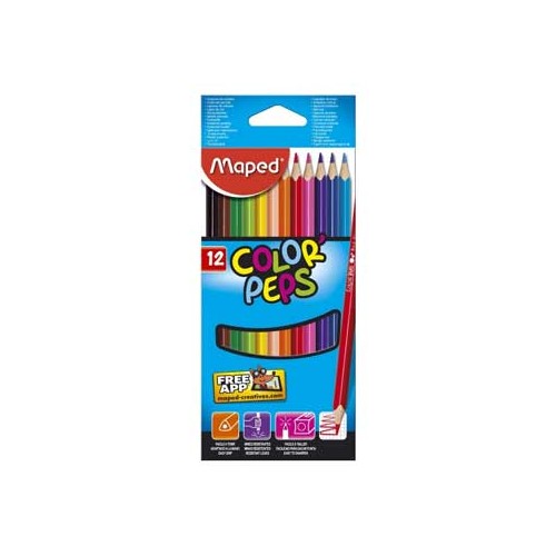 Lapis Cor Maped Peps Long (20cm) Cx Cartao 12un
