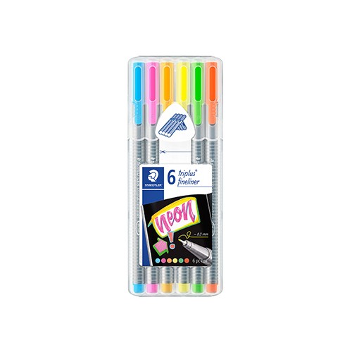 Marcador Fino 0,3mm Staedtler Triplus 334 Estojo Box Neon