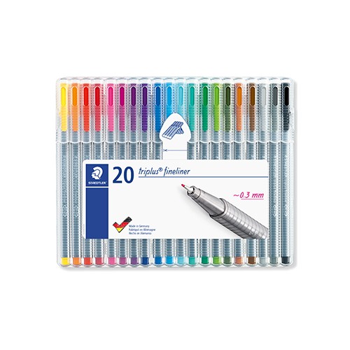 Marcador Fino 0,3mm Staedtler Triplus 334 Estojo Box 20 Cores