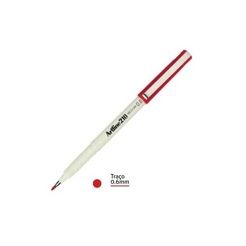 Marcador Medio 0.6mm Artline 210 Vermelho - 12 unidades