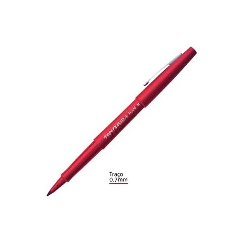 Marcador Medio 0,7mm Paper Mate Flair Vermelho - 12 unidades