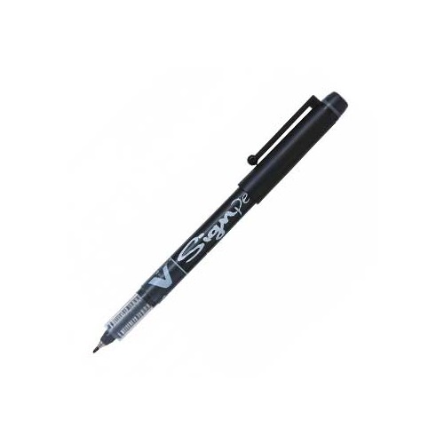 Marcador Médio Preto 0,6mm Pilot V-Sign Pen 12 unidades