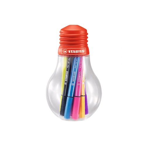 Marcador Médio 1,0mm Stabilo Pen 68 Lâmpada Pack 12 Cores