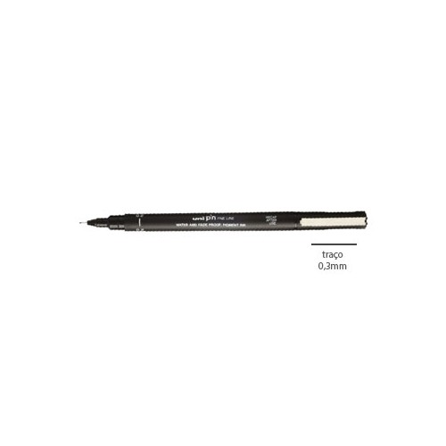 Marcador Fino Preto 0,3mm Uniball Calibrado PIN - 12 unidades