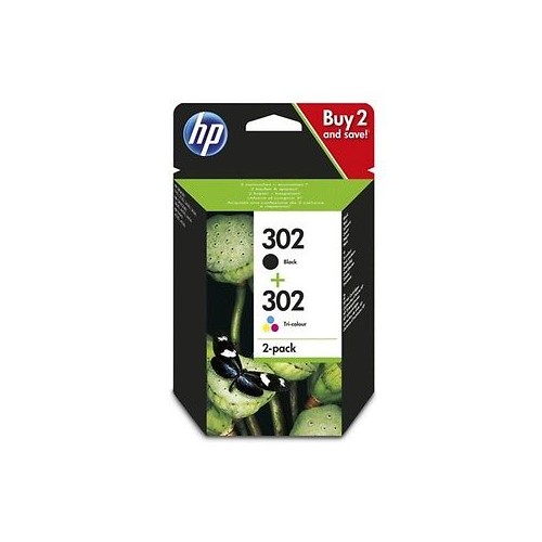 Pack 2 Tinteiros HP 302 Preto/ Cor X4D37AE