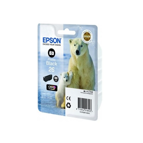 Tinteiro Epson 26 Preto Foto C13T26114010 4,7ml