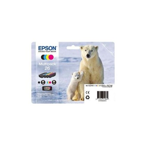 Tinteiro Epson XP600/ XP605/ XP700/ XP800/ X P520 Claria Premium nº26 Pack 4 Cores