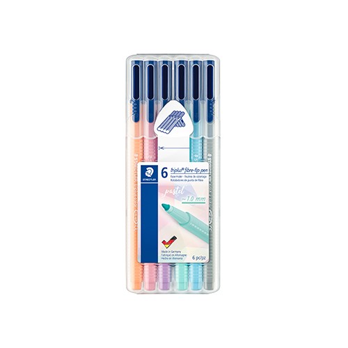 Marcador Feltro Staedtler Triplus 323 Estojo Box 6 unidades Pastel