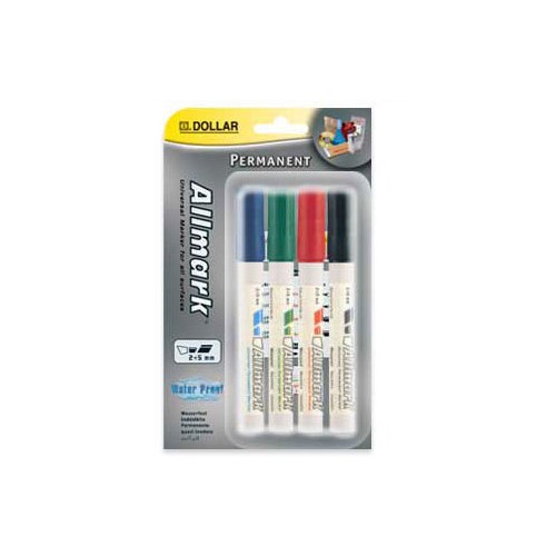 Marcador Permanente Grosso 4 Cores 2mm Allmark UMS2 - 4 unidades