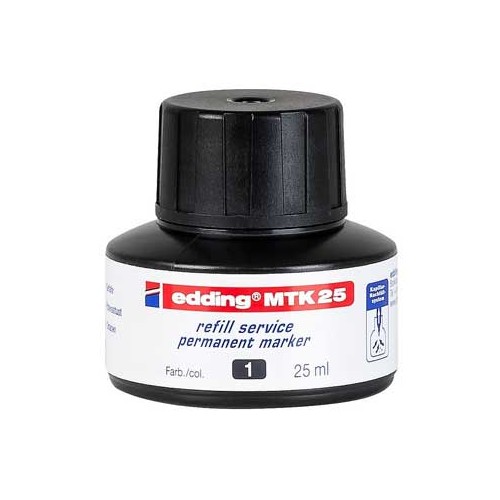 Recarga p / Marcador Permanente Grosso Edding MTK 25ml Preto