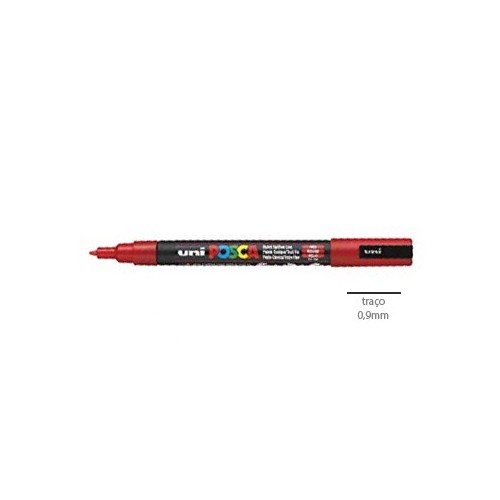 Marcador Uniball Posca PC3M 0,9mm Vermelho - 2 unidades