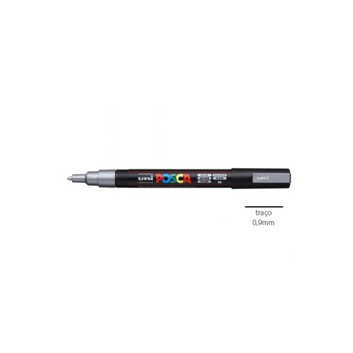Marcador Uniball Posca PC3M 0,9mm Prata