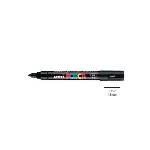 Marcador Uniball Posca PC5M 1,8mm Preto - 2 unidades