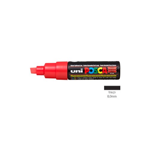 Marcador Uniball Posca PC8K 8,0mm Vermelho Fluorescente