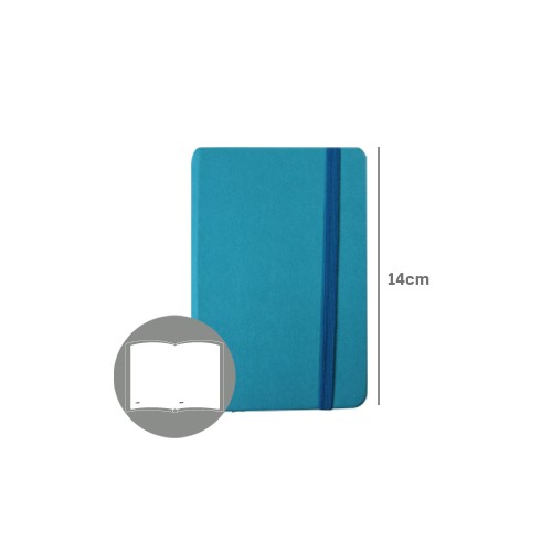 Bloco Notas Liso14x9cm Semi Pele Azul Turquesa 116Flh agenda