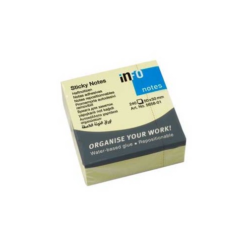 Bloco (Cubo) Adesivo Amarelo 50x50mm 240 Folhas - 5 unidades
